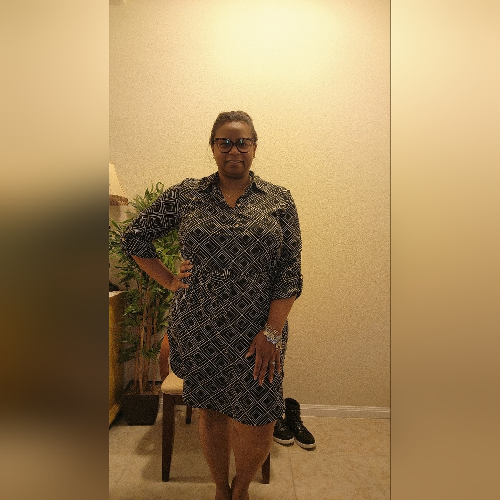 Black and White Geometric Dress